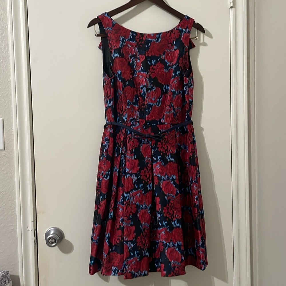 Taylor Red and Blue Floral Mini Dress Size 8